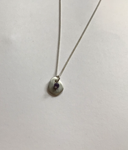 Load image into Gallery viewer, Recycled Silver Pebble Pendant with Precious Stone
