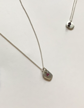 Load image into Gallery viewer, Recycled Silver Pebble Pendant with Precious Stone
