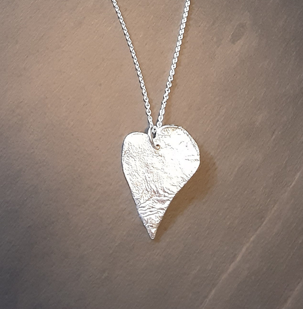 Large Vintage heart Silver Pendant choice of chain