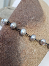 Load image into Gallery viewer, Oxidised Silver and grey pearl necklace

