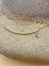 Load image into Gallery viewer, Curved Bar Necklace 9ct Yellow Gold &amp; Ruby

