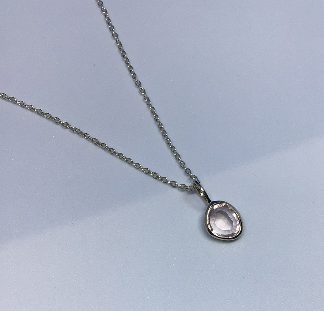 Semi precious stone pendant all silver