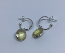 Load image into Gallery viewer, Semi Precious Stone 12mm Hoop Earrings
