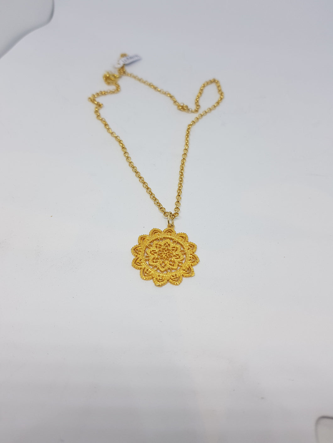 Gold plated silver filigree pendant